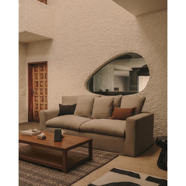 Antracytowa lniana sofa 240 cm Nora – Kave Home-image-4