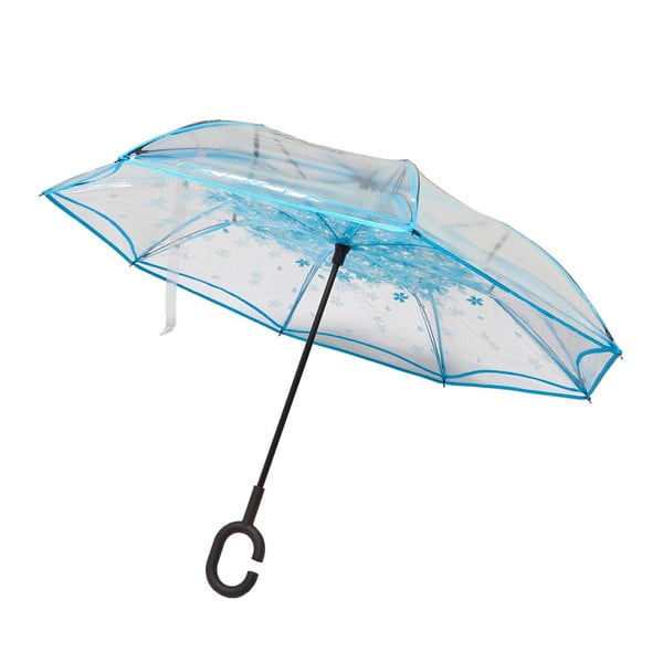 Przezroczysty parasol z niebieskimi detalami Water Lily, ⌀ 110 cm