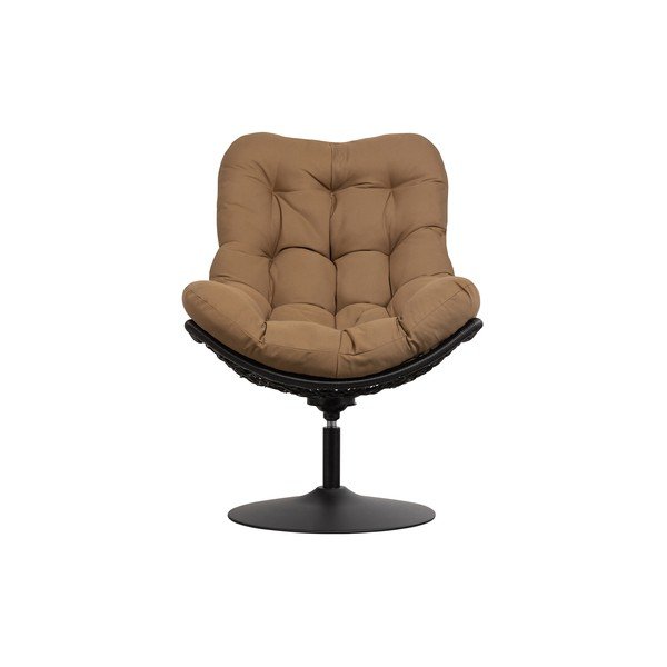 Brązowy ogrodowy fotel obrotowy ze splotem z rattanu WOOOD Vive-image-2