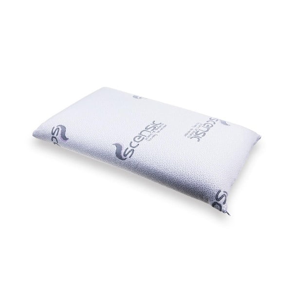 Biała bawełniana poduszka z pianką pamięci DlaSpania Bio Moore Lavanda, 42 x 72 cm