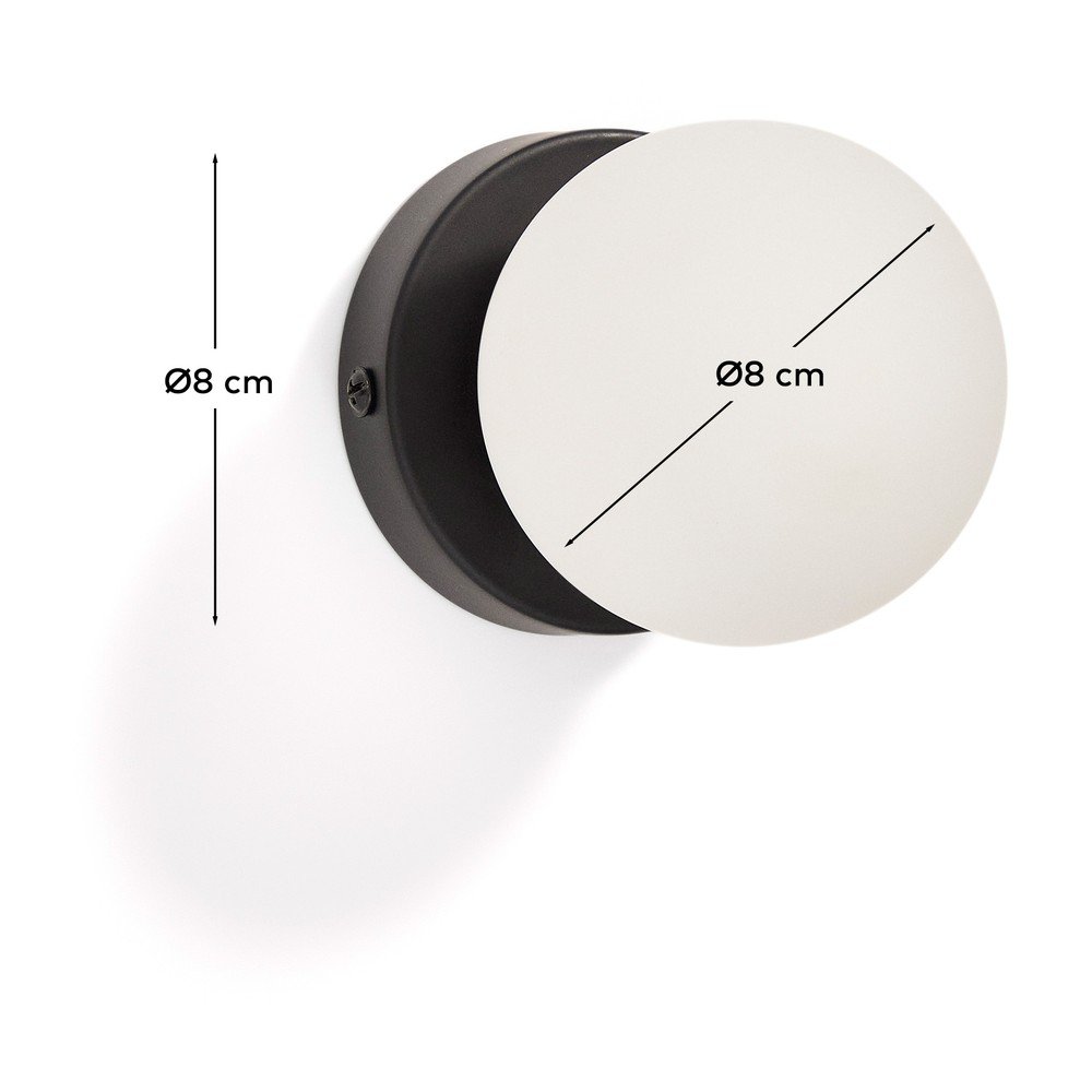 Biały/czarny metalowy kinkiet ø 8 cm Brisia – Kave Home (zdjęcie 4)