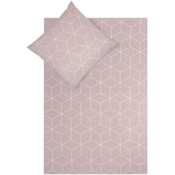Różowa bawełniana pościel jednoosobowa by46 Lynn, 135x200 cm