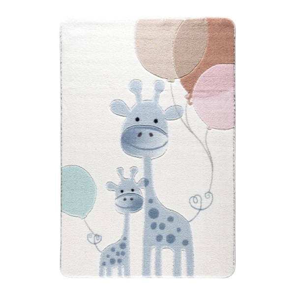 Jasnoniebieski dywan dziecięcy Confetti Happy Giraffe, 133x190 cm