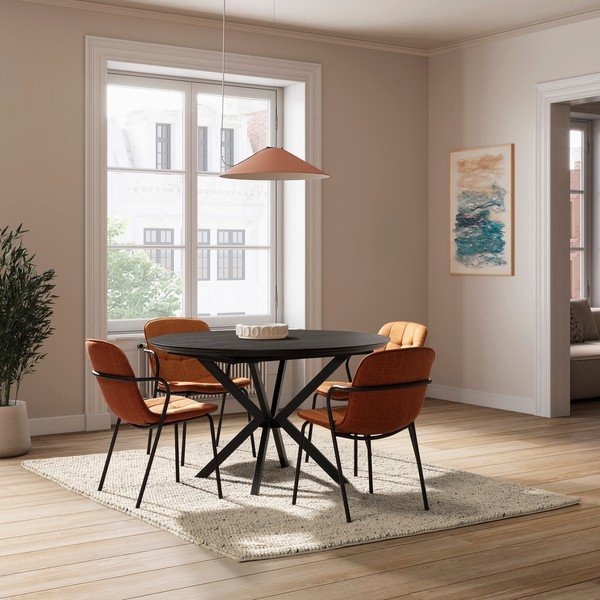 Tapicerowane krzesło z podłokietnikami w kolorze terakoty Angie – Marckeric-image-1