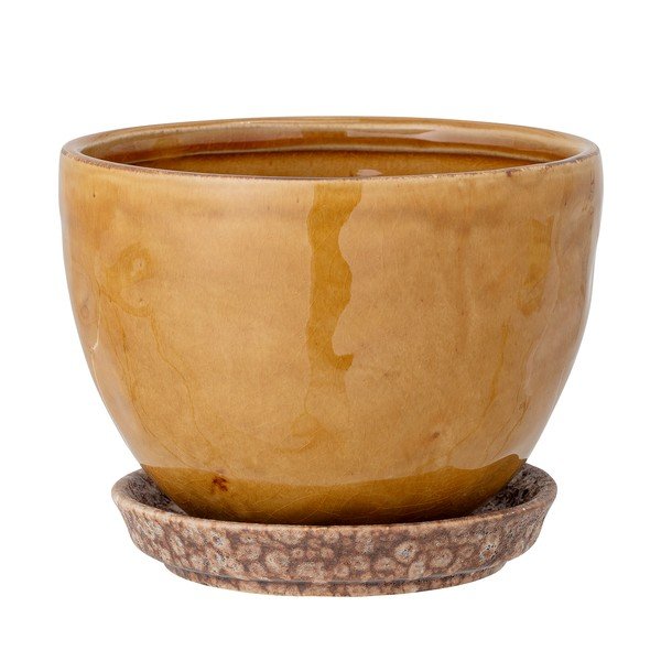 Żółta kamionkowa doniczka Bloomingville Betje, wys. 12 cm