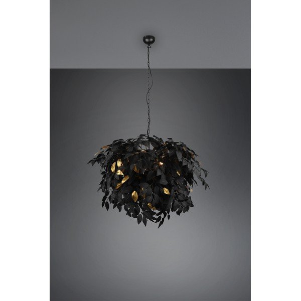 Czarna metalowa lampa wisząca z plastikowym kloszem ø 70 cm Leavy – Reality-image-2