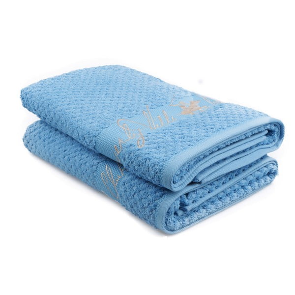 Zestaw 2 niebieskich ręczników Beverly Hills Polo Club Padau, 70x140 cm