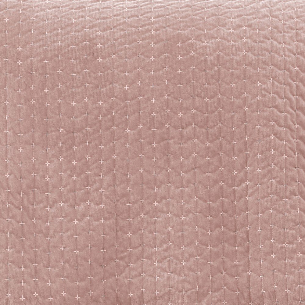 Szaroróżowa aksamitna narzuta pikowana 240x260 cm Attica Velvet – Bianca (zdjęcie 4)
