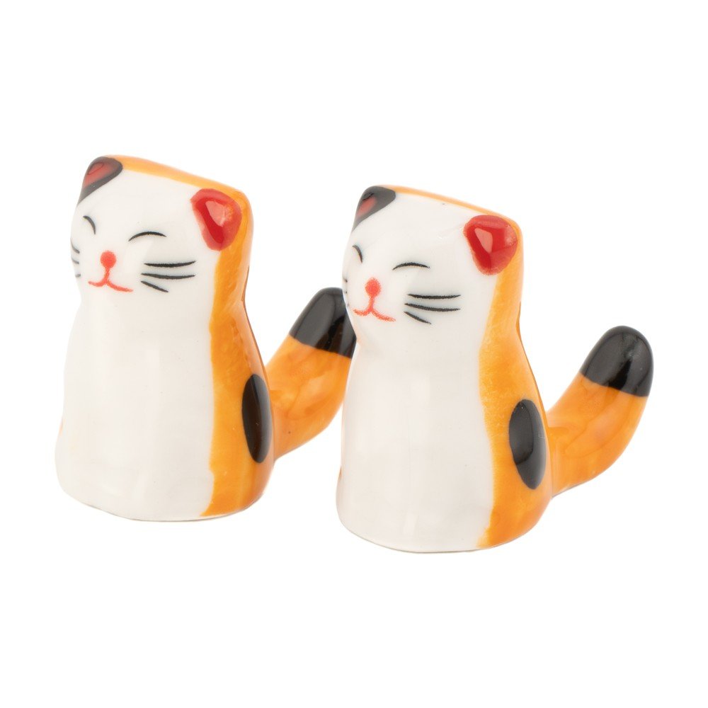 Biała/pomarańczowa porcelanowa podstawka pod pałeczki 2 szt. dla 5 osób Cat – Sass & Belle