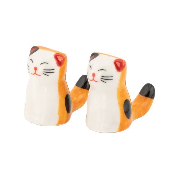Biała/pomarańczowa porcelanowa podstawka pod pałeczki 2 szt. dla 5 osób Cat – Sass & Belle