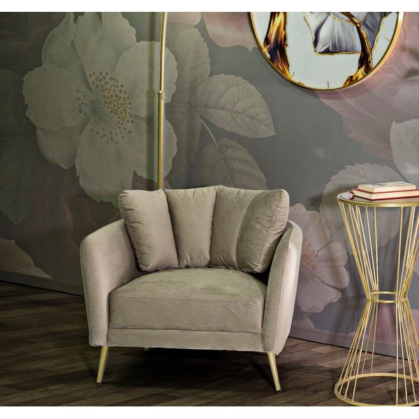 Szarobrązowy aksamitny fotel Kiev – Mauro Ferretti-image-1