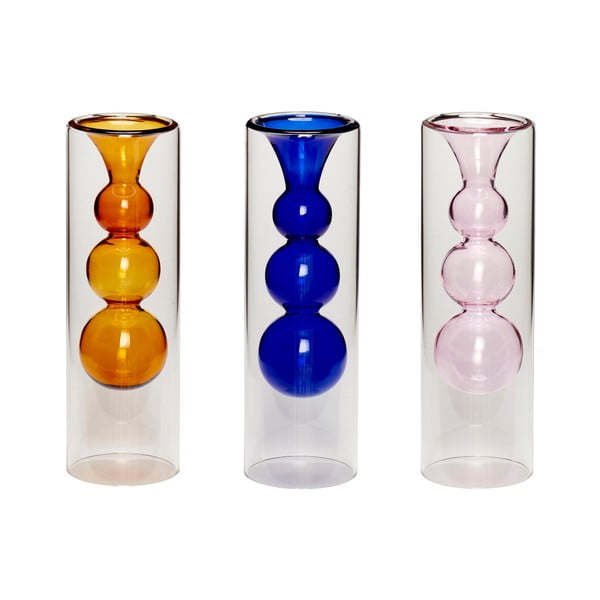 Zestaw 3 szklanych wazonów Hübsch Colors, wys. 23 cm