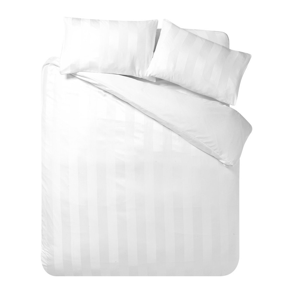 Biała satynowa pościel dwuosobowa 3-częściowa 200x200 cm So Soft Satin Stripe – Catherine Lansfield