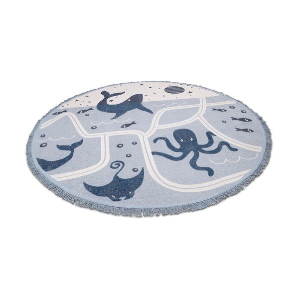 Dywan dziecięcy z bawełny wykonany ręcznie Nattiot Little Deep Blue, ø 120 cm-image-3