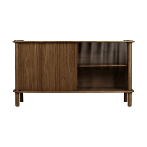 Brązowa witryna z litego drewna dębowego z drzwiami przesuwnymi 135x73,5x48 cm Italic – UMAGE