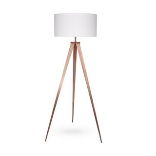Lampa stojąca z metalowymi nogami w kolorze miedzi i białym kloszem Bonami Essentials Kiki