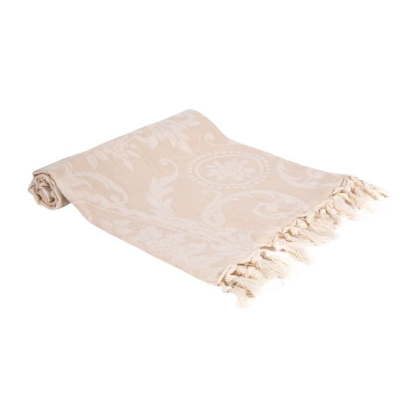 Beżowy ręcznik kąpielowy tkany ręcznie Ivy's Nesrin, 100x180 cm