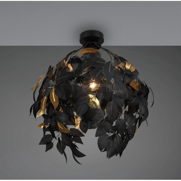 Metalowa lampa sufitowa w kolorze matowej czerni z plastikowym kloszem ø 38 cm Leavy – Reality-image-1