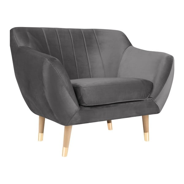 Szary aksamitny fotel Mazzini Sofas Benito-image-2