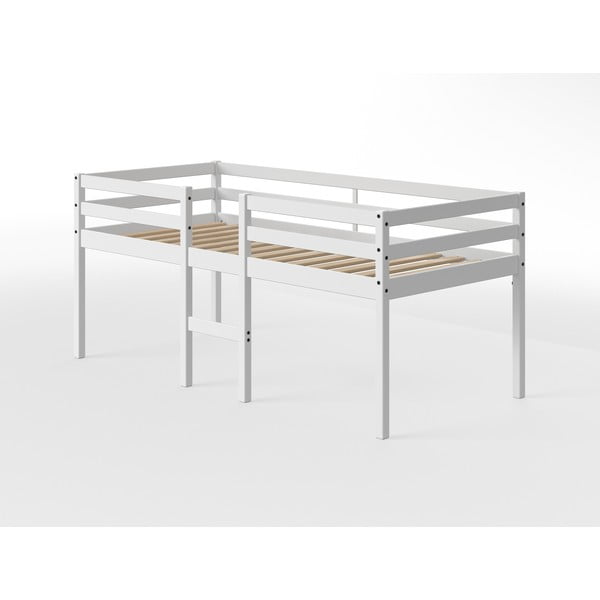 Białe podwyższane łóżko dziecięce z drewna sosnowego Flexa White, 90x200 cm