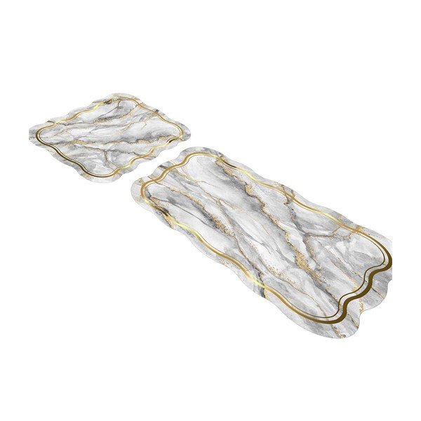 Szare/w kolorze złota dywaniki łazienkowe zestaw 2 szt. 60x100 cm – Foutastic-image-2