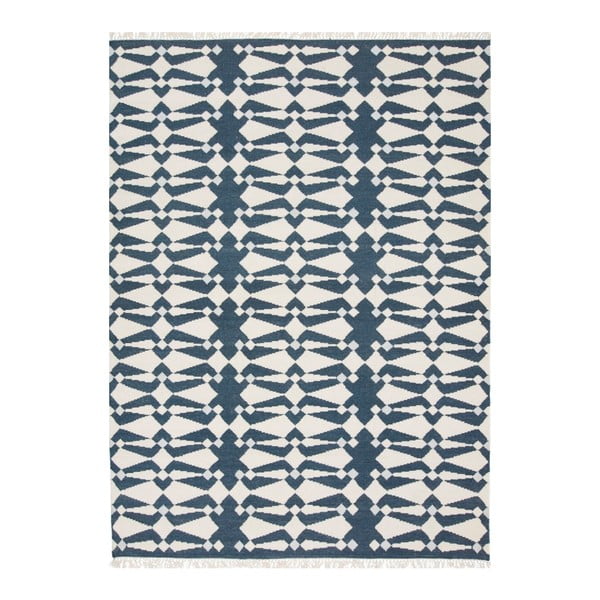 Niebiesko-biały dywan ręcznie tkany Linie Design Andria, 170x240 cm