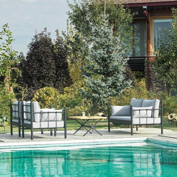 Czarno-jasnoszary zestaw mebli ogrodowych dla 4 osób Lalas – Floriane Garden-image-4