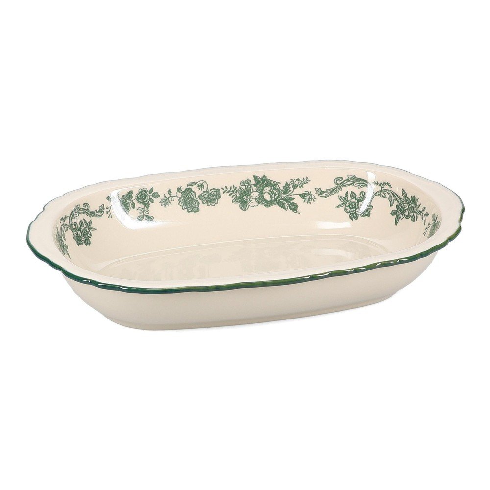Zielony/w kolorze kości słoniowej porcelanowy talerz do serwowania Cyril – S|P Collection