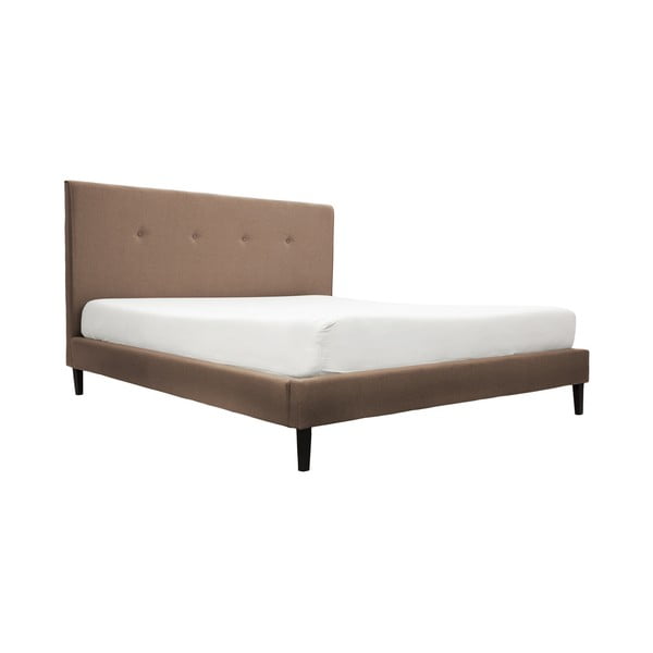 Ciemnobrązowe łóżko z czarnymi nogami Vivonita Kent, 140x200 cm
