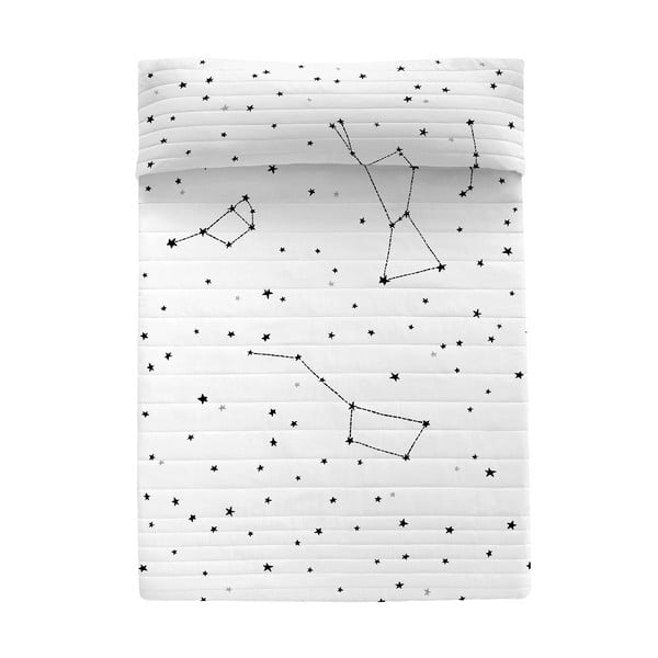 Czarno-biała bawełniana narzuta pikowana 180x260 cm Constellation – Blanc