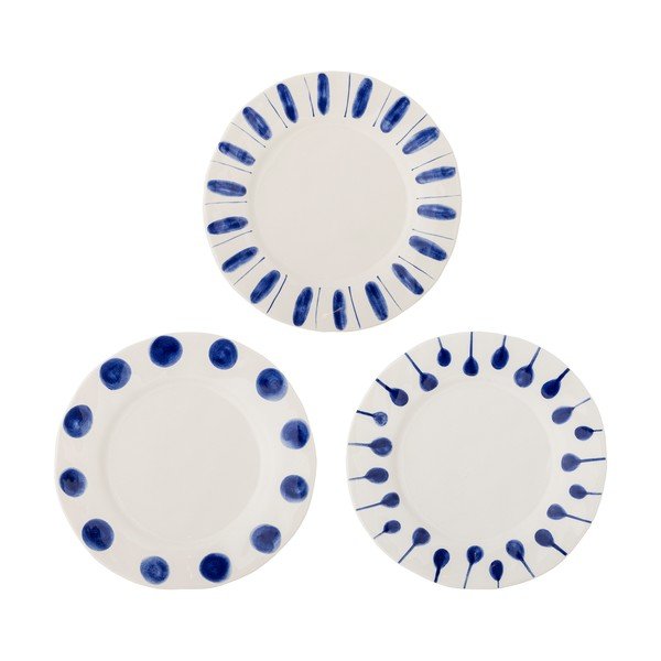 Białe/niebieskie kamionkowe talerze zestaw 3 szt. ø 28 cm Linora – Bloomingville