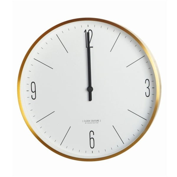 Biało-złoty zegar ścienny Zegar House Doctor Couture Gold, ⌀ 30 cm