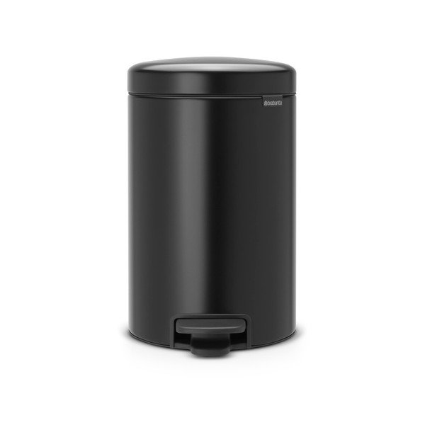 Czarny kosz na śmieci z pedałem Brabantia Newicon, 12 l