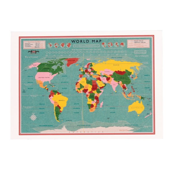 Kartka okolicznościowa w czerwonej kopercie Rex London World Map