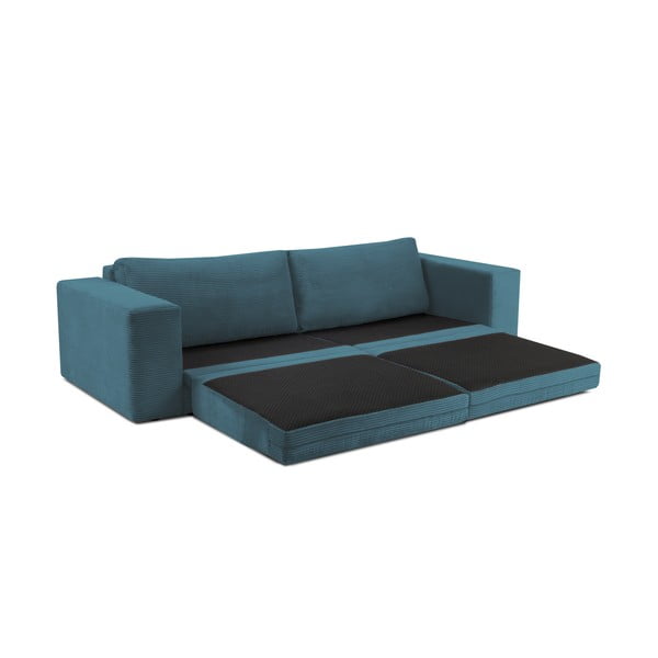 Turkusowa sztruksowa rozkładana sofa 250 cm Donatella – Milo Casa-image-4