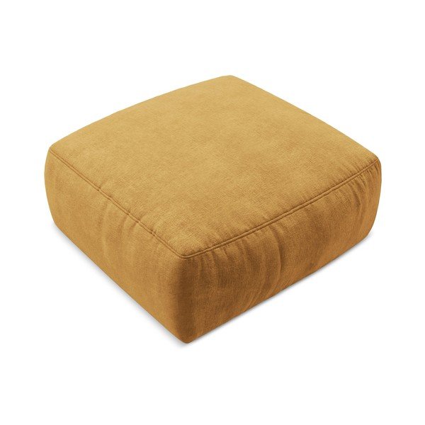 Musztardowy podnóżek z tkaniny szenilowej Kuki – Makamii-image-2