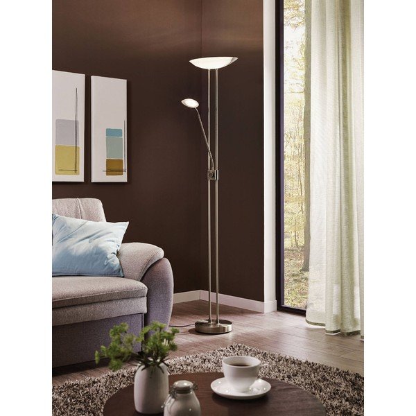 Szara lampa stojąca LED ze szklanym kloszem (wysokość 180 cm) BAYA LED – EGLO-image-1