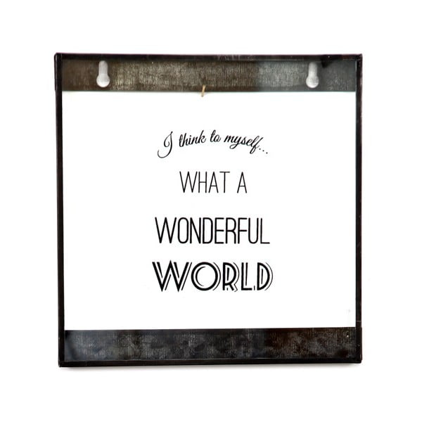 Szklana tabliczka z napisem Wonderful World, 20x20 cm