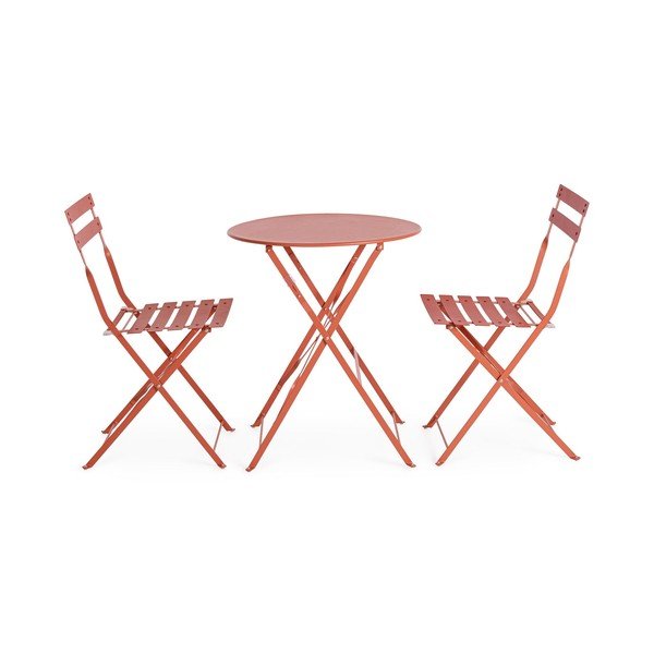 Stalowy zestaw mebli ogrodowych w kolorze terakoty dla 2 osób Austin – Bizzotto