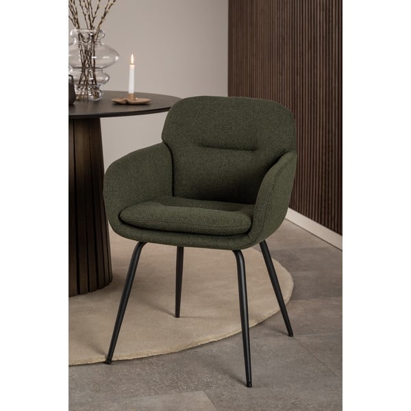 Tapicerowany fotel jadalniany z podłokietnikami w kolorze khaki Dora – Actona-image-1