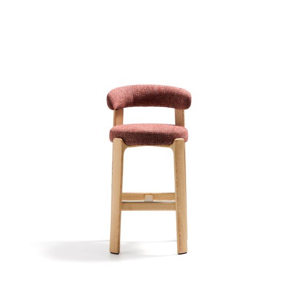 Hoker z litego drewna jesionowego w ceglasto-naturalnym kolorze (wysokość siedziska 75 cm) Granite – Kave Home-image-2