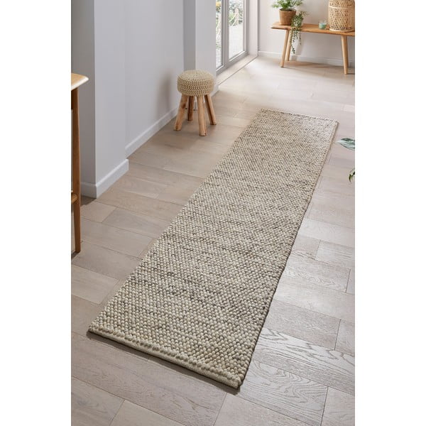 Jasnoszary chodnik z mieszanki wełny tkany ręcznie 60x230 cm Minerals – Flair Rugs-image-1