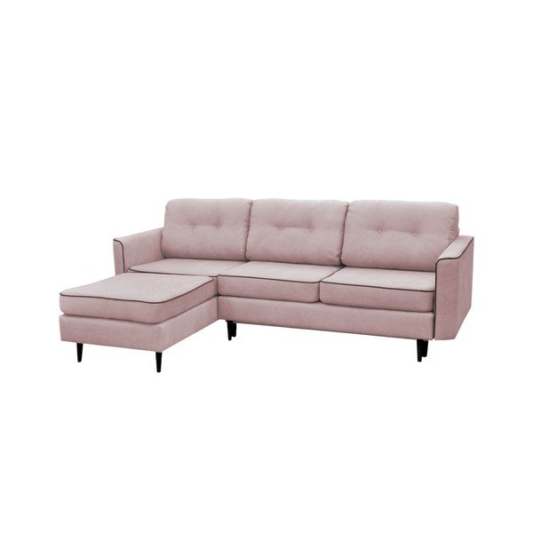 Różowy narożnik rozkładany z czarnymi nogami Mazzini Sofas Dragonfly-image-1