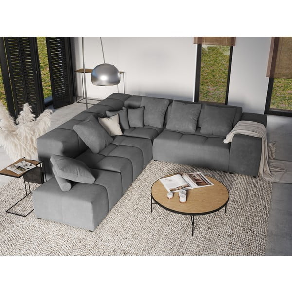 Szara aksamitna poduszka do sofy modułowej Rome Velvet – Cosmopolitan Design-image-4