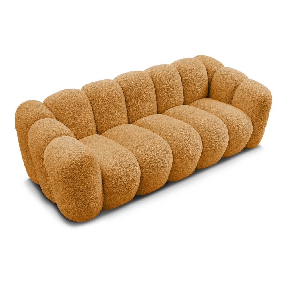 Musztardowa sofa z materiału bouclé 232 cm Hippolyte – Bobochic Paris (zdjęcie 11)