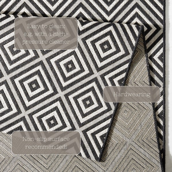 Czarno-biały dywan odpowiedni na zewnątrz NORTHRUGS Karo, 140x200 cm-image-4