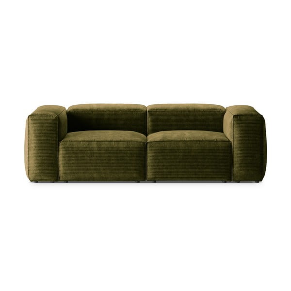 Zielona sztruksowa sofa 224 cm Bergamo – Cosmopolitan Design