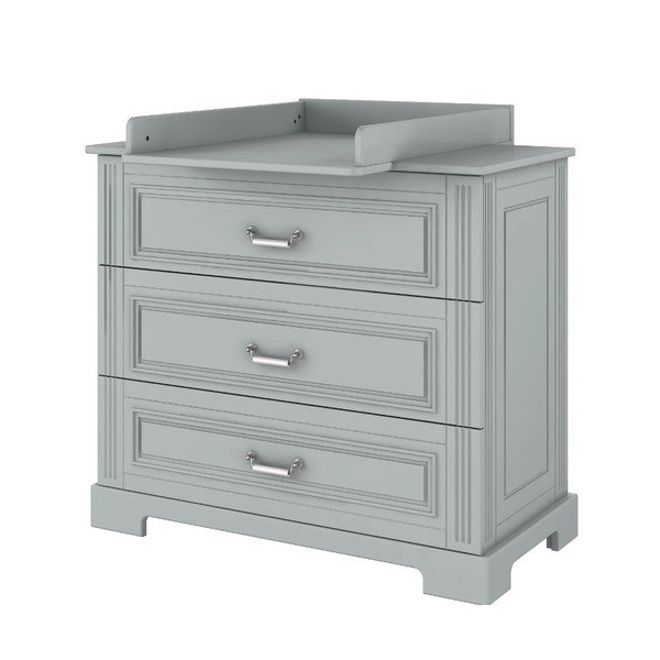 Szara komoda z 3 szufladami i porcelanowymi uchwytami BELLAMY Ines-image-1