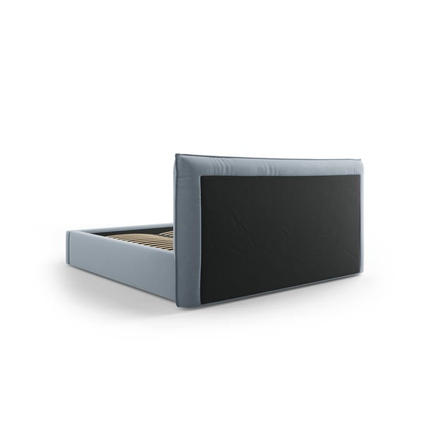 Jasnoniebieskie tapicerowane łóżko dwuosobowe ze schowkiem i stelażem 180x200 cm Elio – Milo Casa-image-3