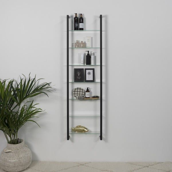 Czarna wielopoziomowa metalowa półka 46 cm Cubic – Spinder Design-image-1